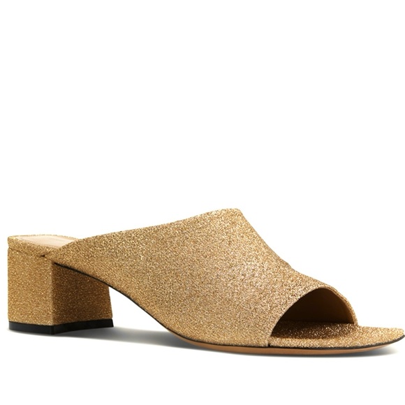 Dries Van Noten Shoes - NEW DRIES VAN NOTEN GOLD GLITTER MULE SANDALS
